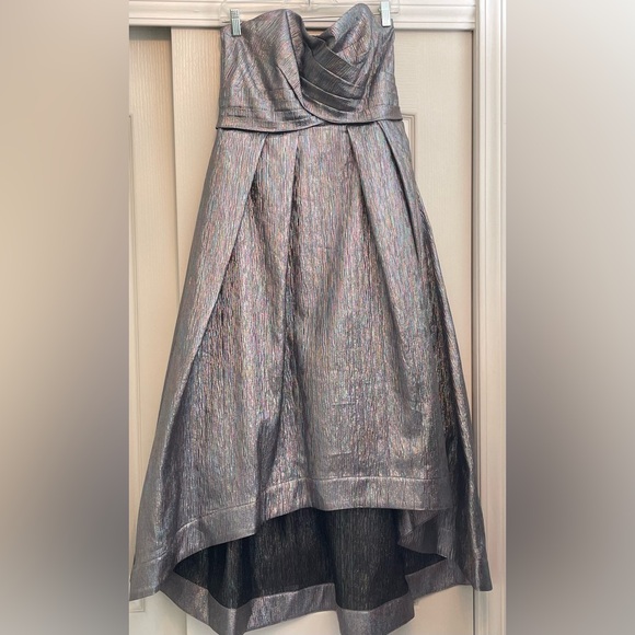 Shoshanna-Dawn Strapless Dress w/Pockets, Silver Multi Metallic, Size 10 - Picture 5 of 9